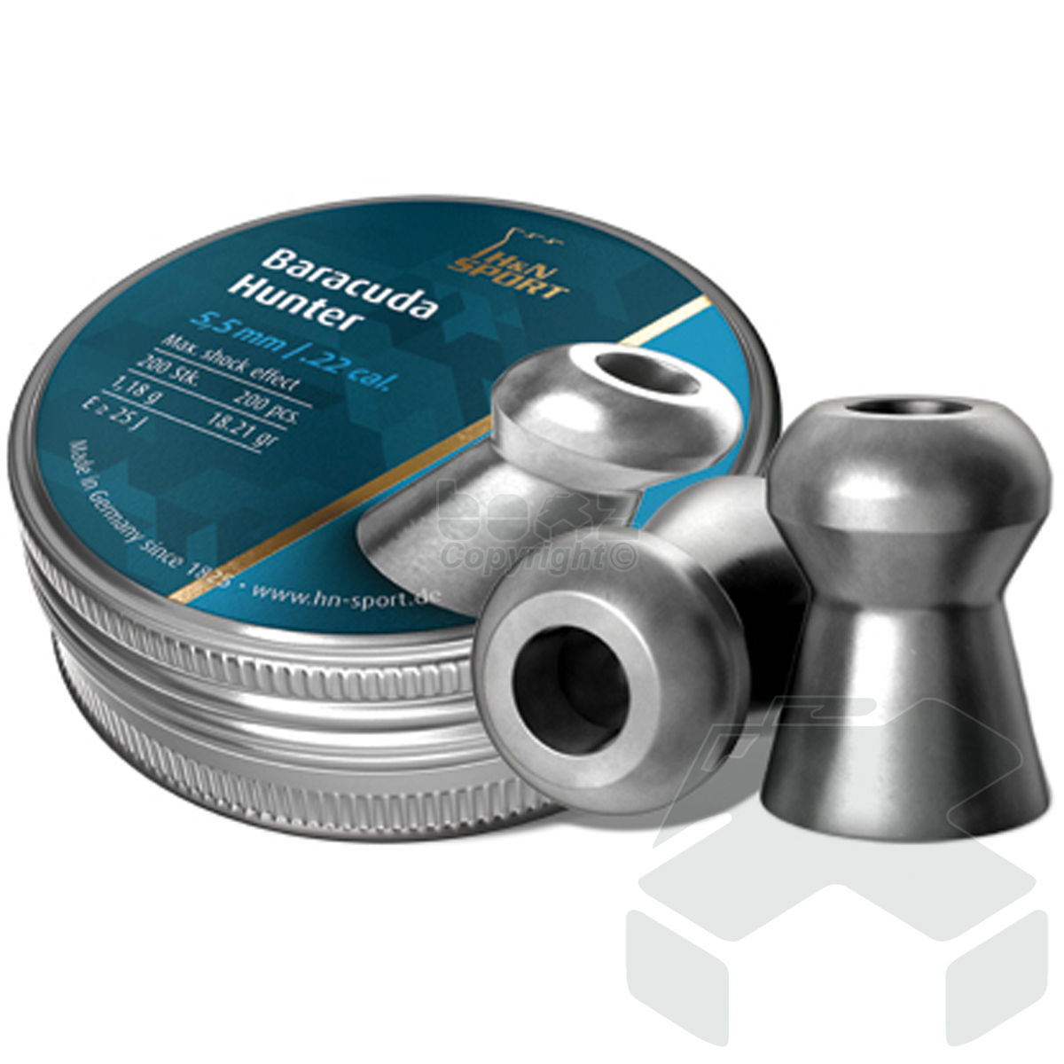 H&N Baracuda Hunter Pellets Tin of 200 - 5.50mm .22 Cal - Hunting Pellets