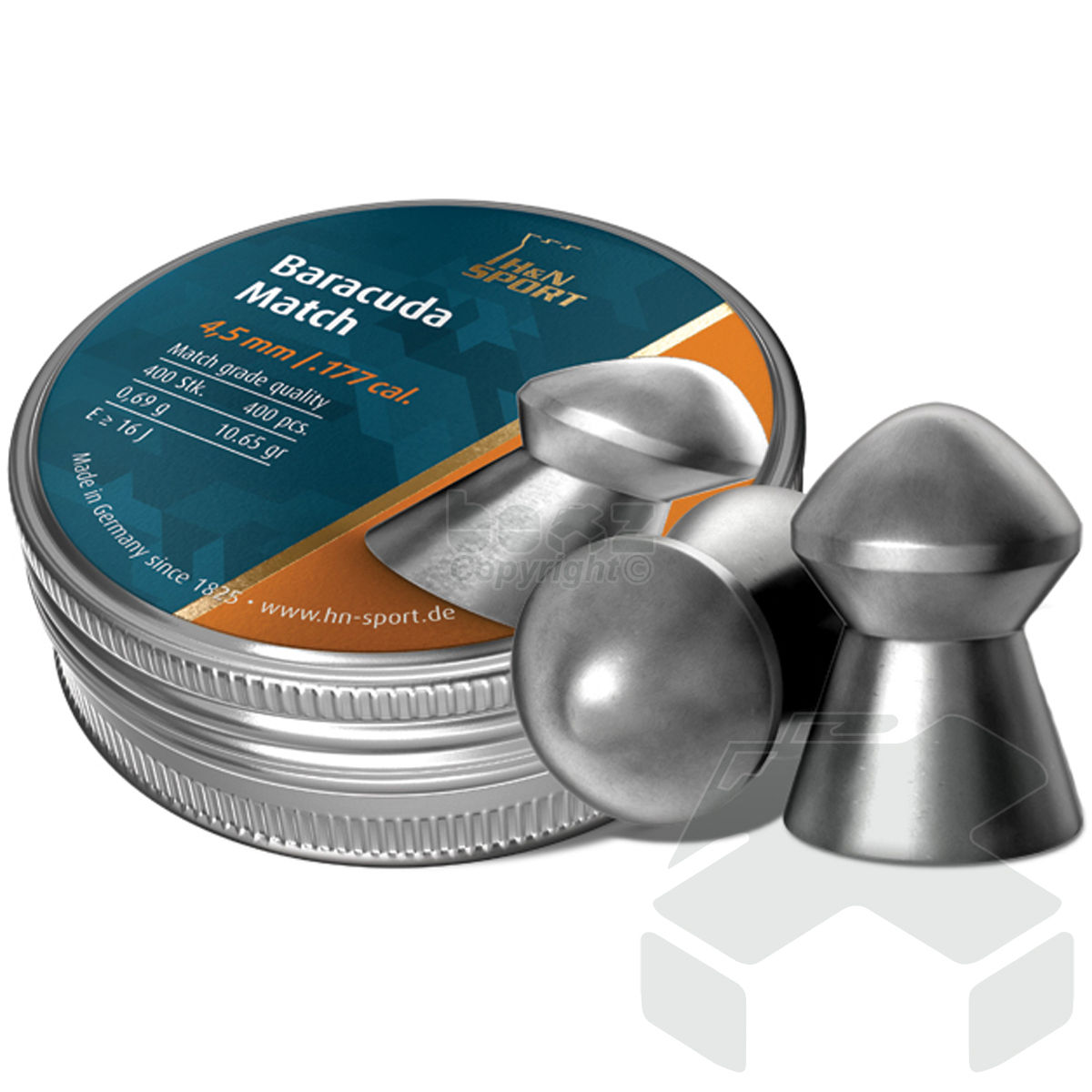 H&N Baracuda Match Pellets Tin of 500 - 4.51mm .177 Cal