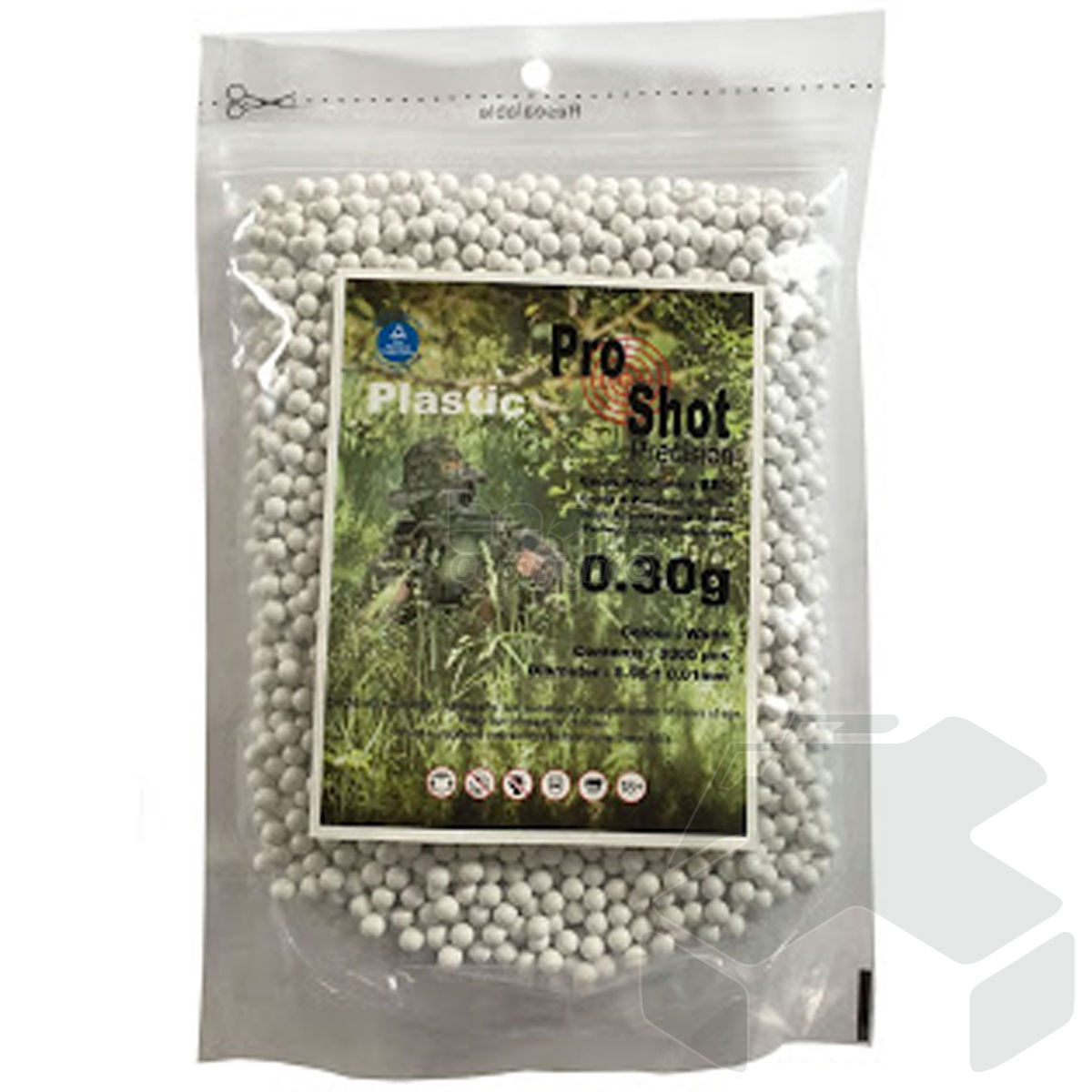 ProShot 0.30G 6mm Airsoft BB's 1kg 3,300 Pcs Bag - White