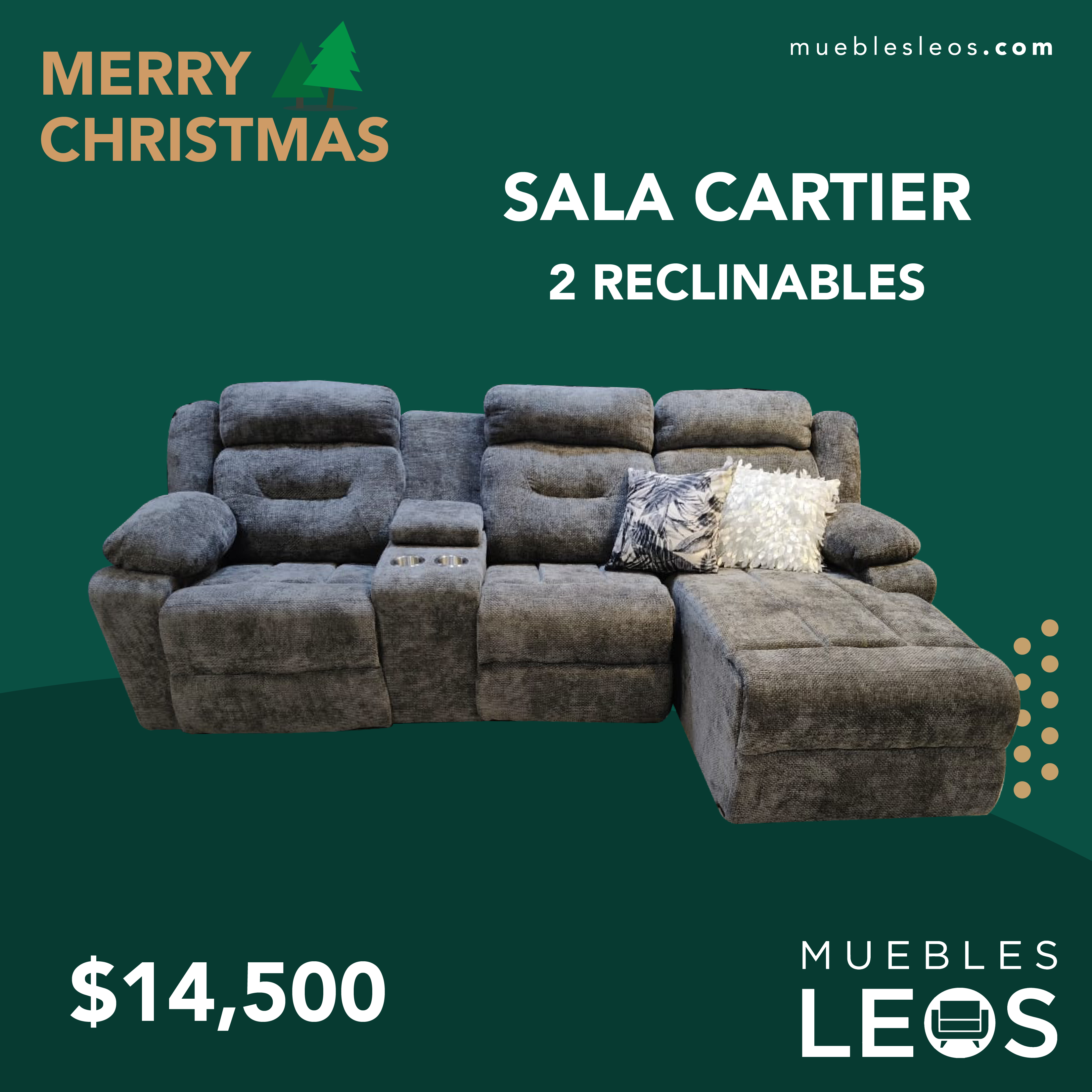 SALA CARTIER CON 2 RECLINABLES