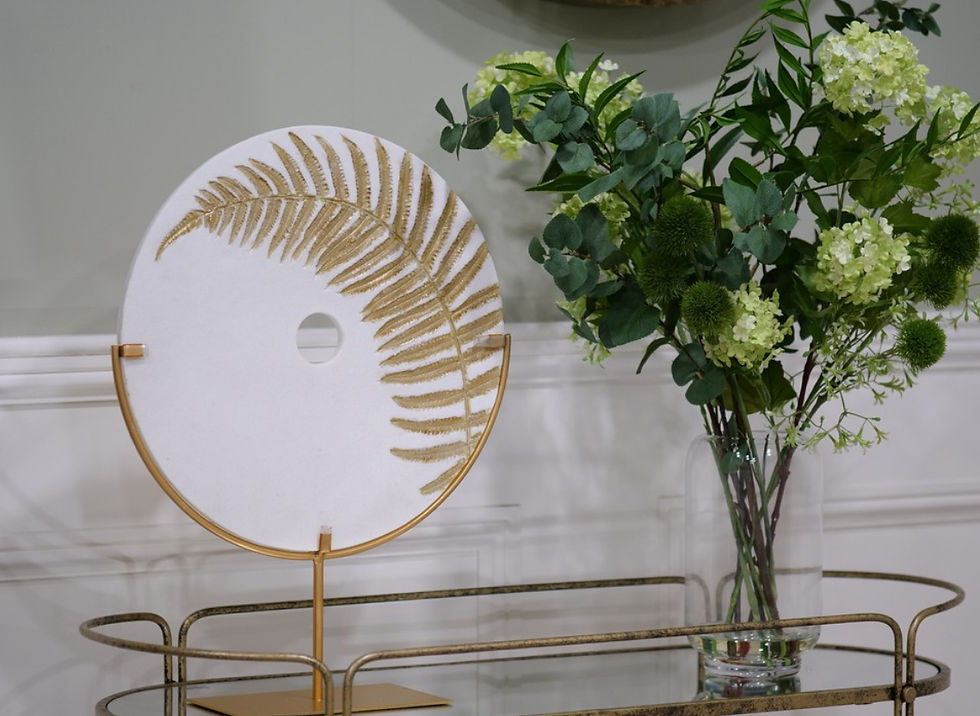 Gold Leaf Circle Decor on Stand  65cm