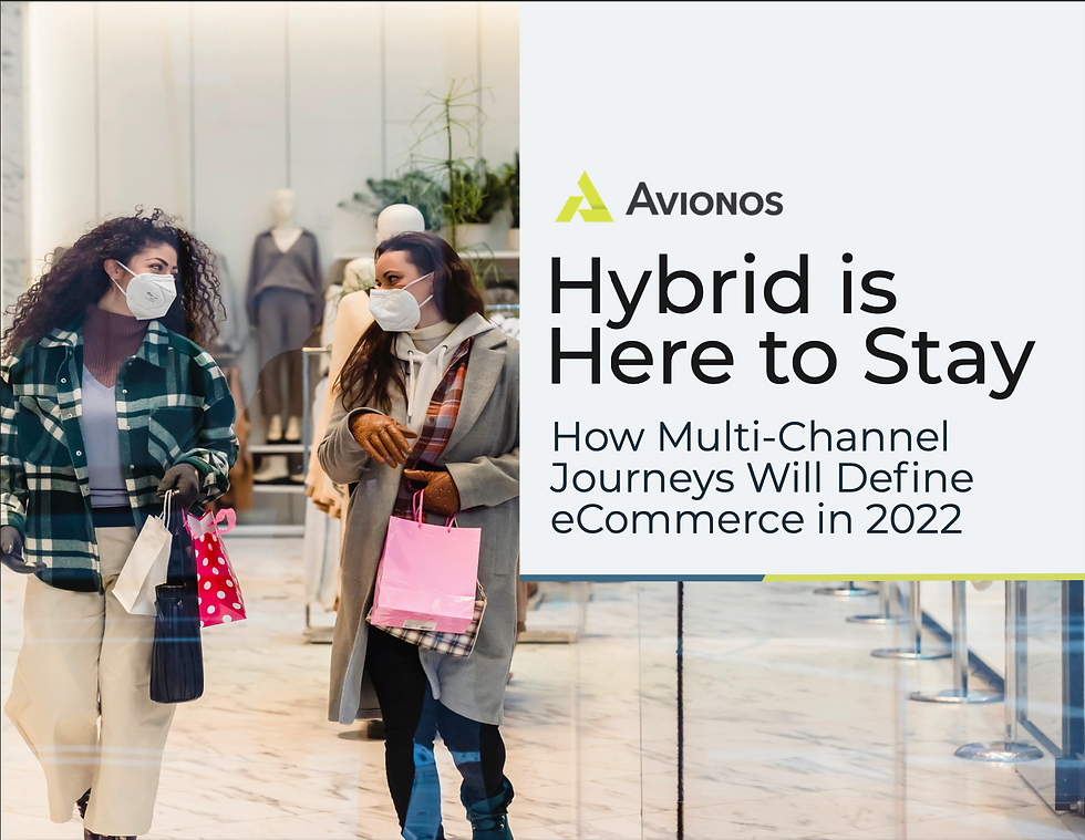 Two women shopping with face masks. Title reads "Hybrid is Here to Stay: How Multi-Channel Journeys