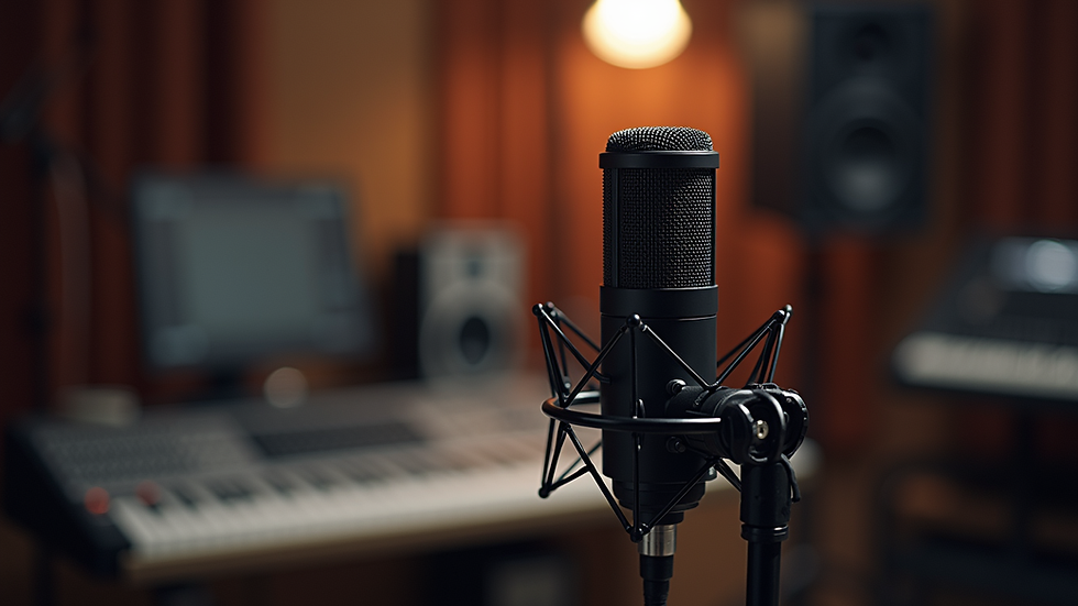 Nahaufnahme eines Mikrofons im Tonstudio