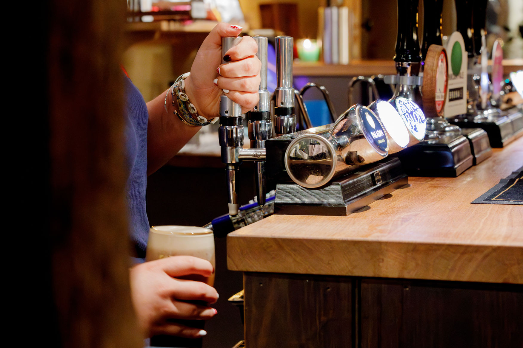 Delicious local beers being poured