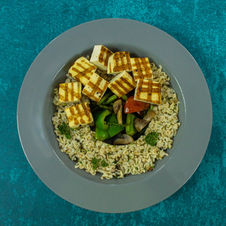 Herbed Rice w Mushroom, Asparagus, Bell Peppers - Lemon Coriander Paneer.jpg