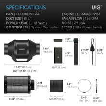 Thumbnail: AIR FILTRATION KIT 4”, INLINE FAN WITH SPEED CONTROLLER, CARBON FILTER & DUCTING