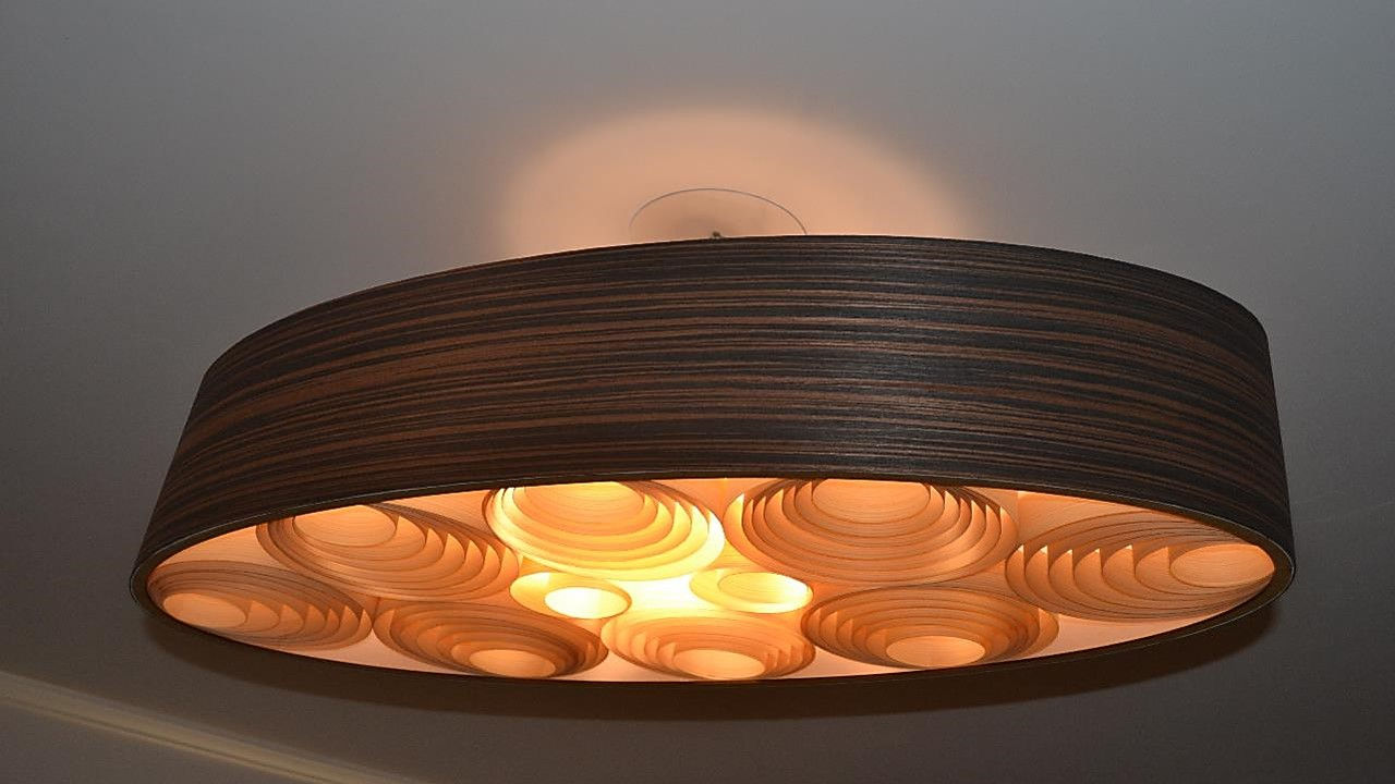80CM OVAL - PROMOÇÃO-OFERTA-Lustre-Luminária-Pendente-Sala-Madeira