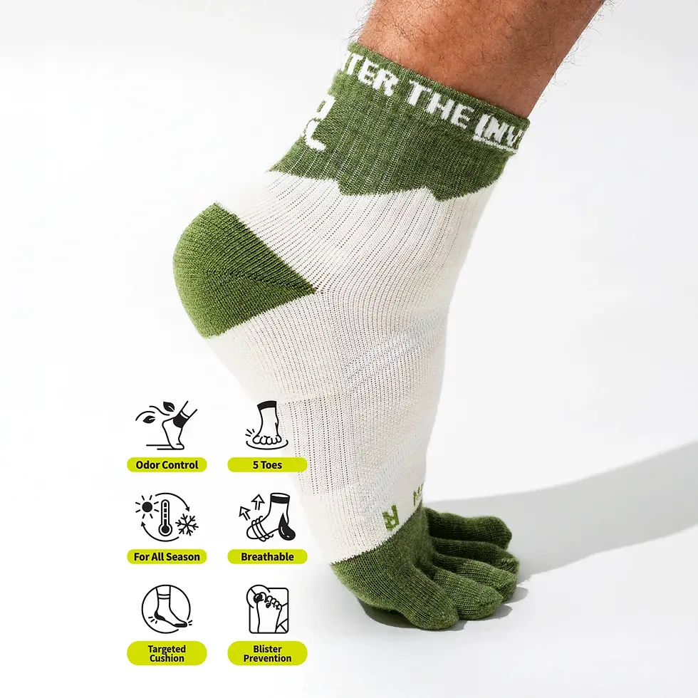 Thumbnail: Invisible x The Peak Hunter: Merino 5 Toe Trail Socks