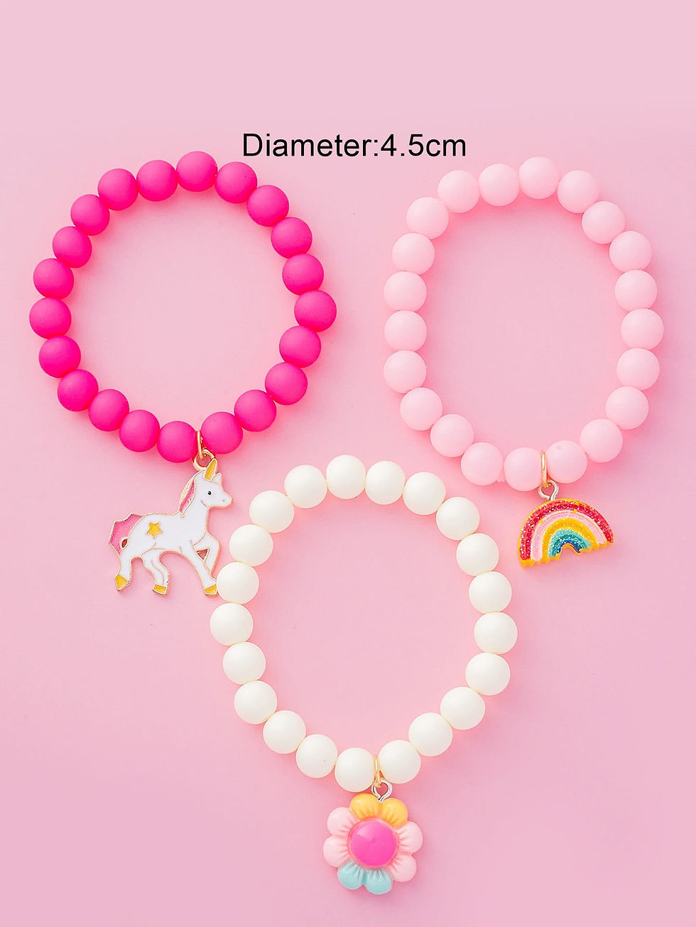 Thumbnail: 3pcs Girls Floral Charm Bracelet