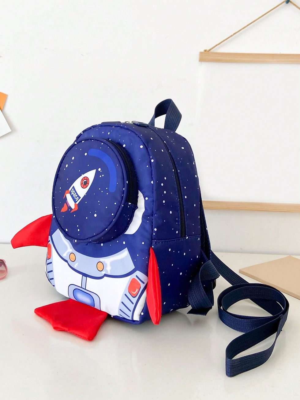 Thumbnail: Boys Letter Graphic Novelty Bag Rocket Design With Zipper Cute