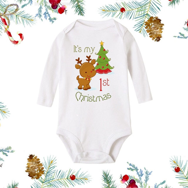 Thumbnail: My First Christmas Baby Romper Onesie Santa