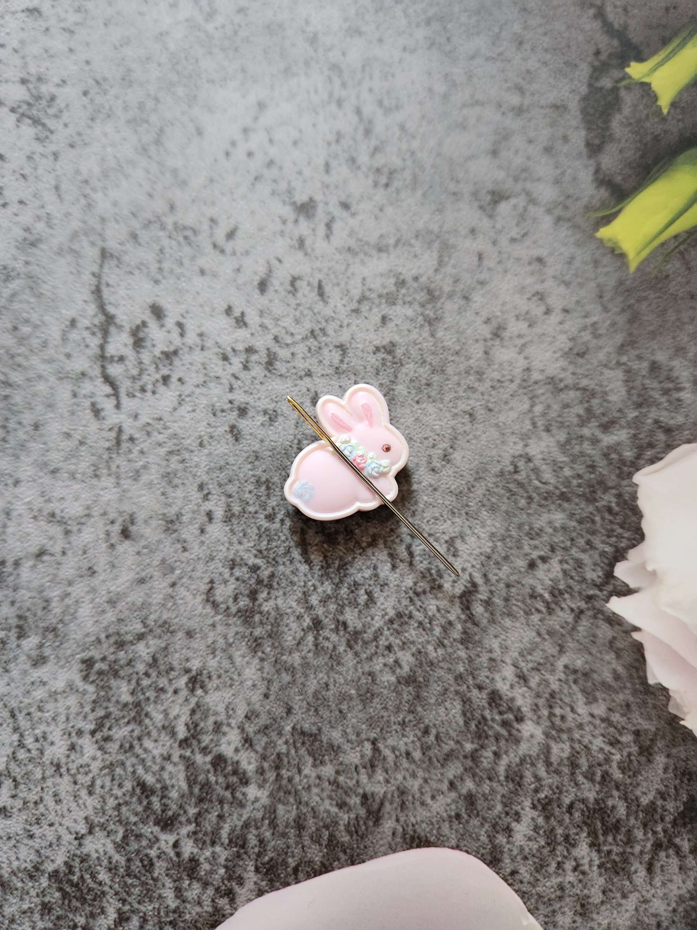 Light Pink Small Sitting Rabbit Needle Minder