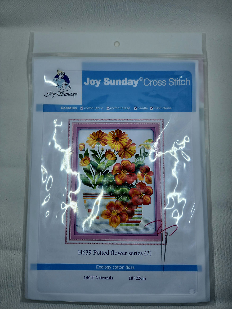 Thumbnail: 14ct Potted Flower Cross Stitch Kit