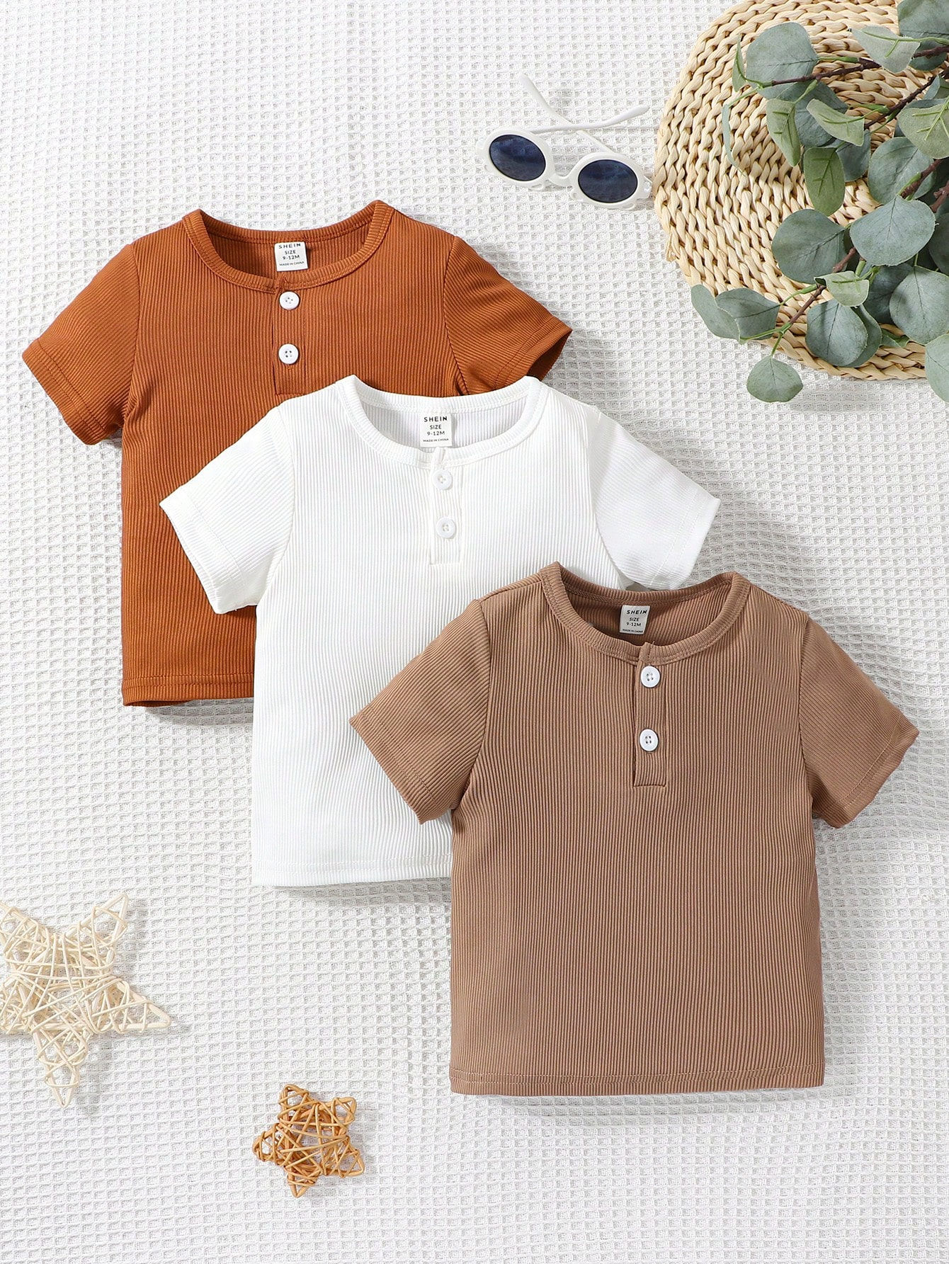 Baby 3pcs Half Button Tee