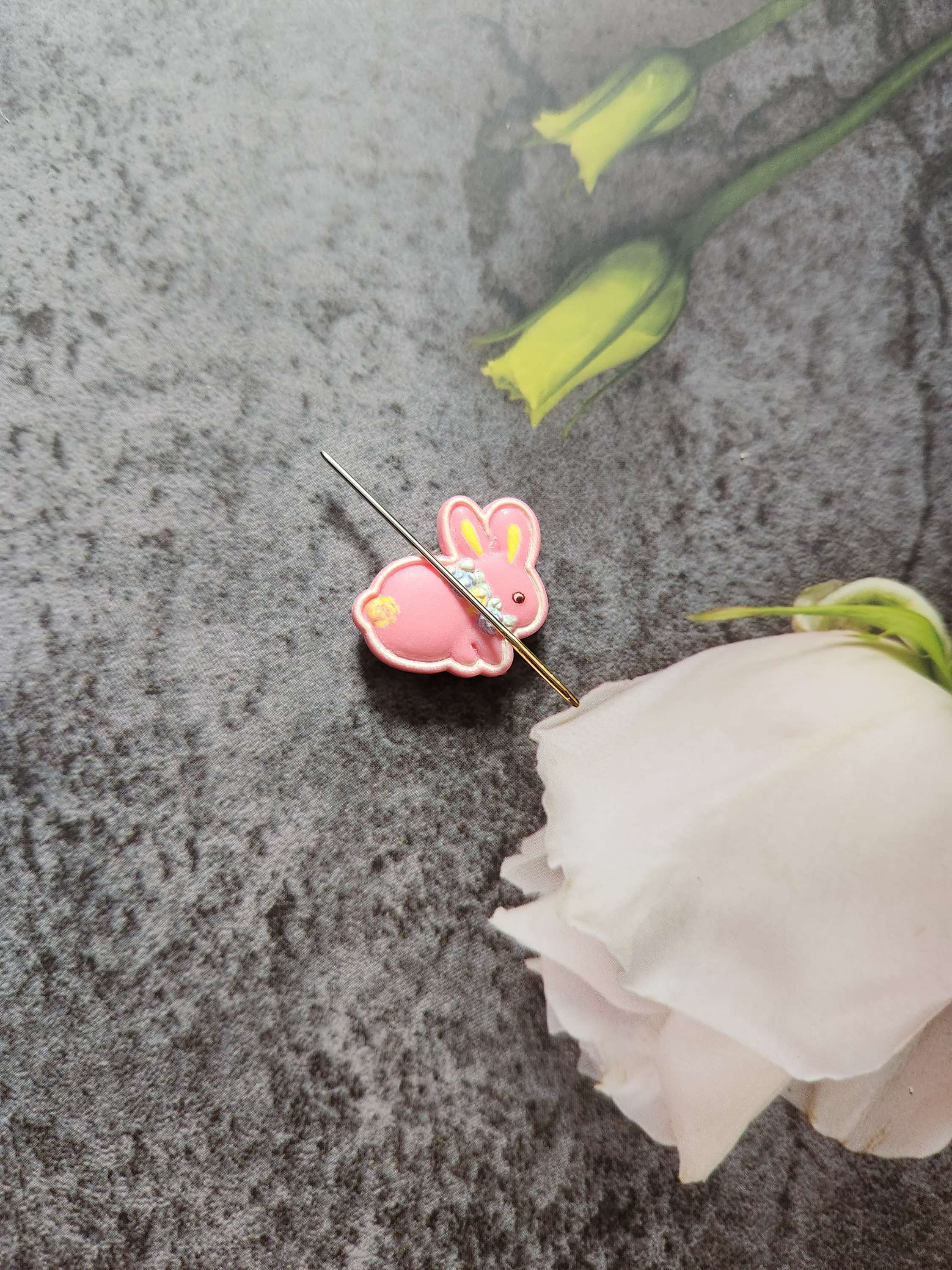 Hot Pink Small Sitting Rabbit Needle Minder