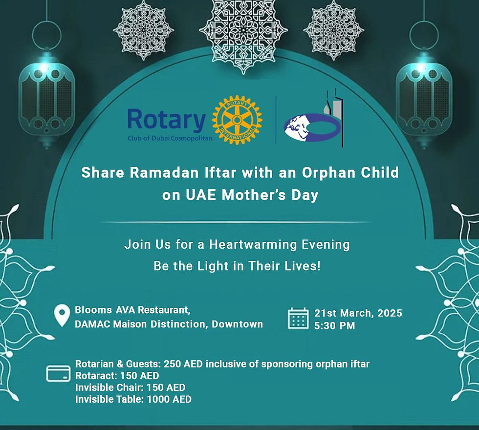 Rotary Club of Cosmopolitan - Annual Ramadan Iftar