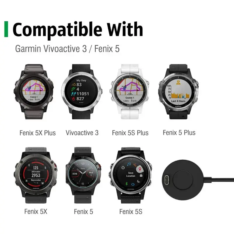 Thumbnail: Dock Charger USB Charging Cable Cord for Garmin Fenix 5/5s/5x Plus 6/6s/6x Pro