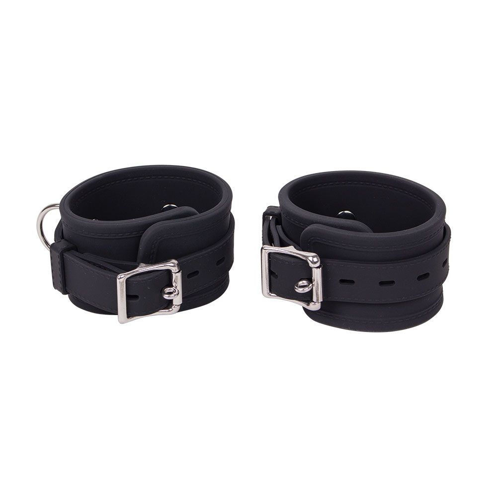 Deluxe ankle cuffs black with adjustable buckle