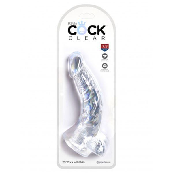 King Cock - Cock With Balls 19.05 cm. (7.50 inch) - Clear