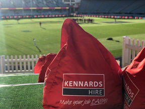 Beanbag printed with Kennards Hire logo