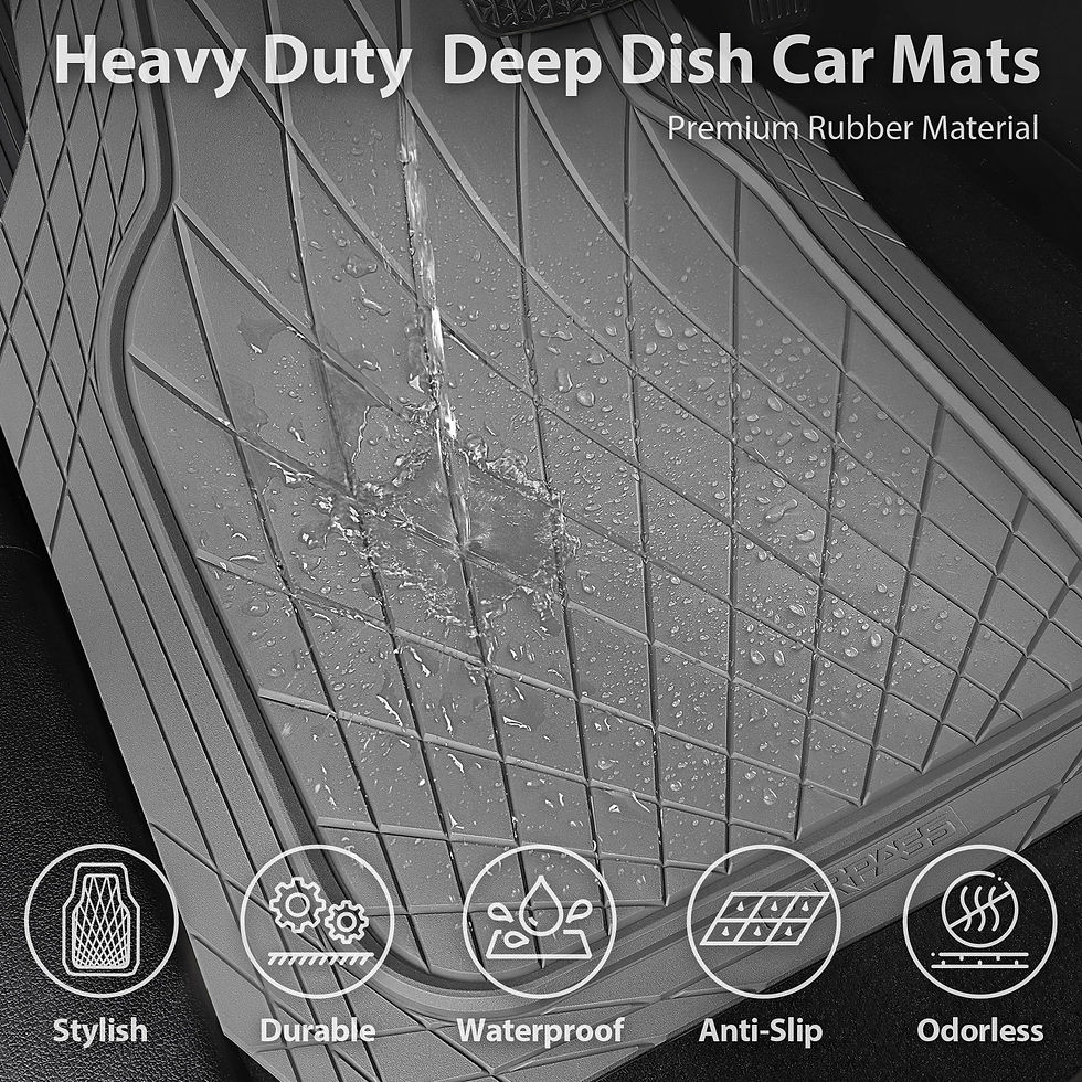 Thumbnail: CAR GRAND Premium Heavy Rubber Car Floor Mats Deep Dish All Weather All Gray