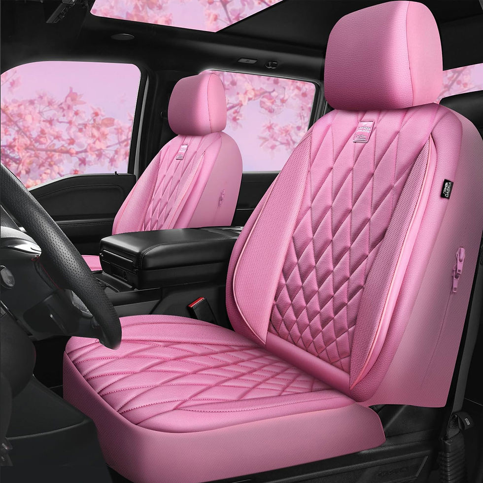 Thumbnail: CAR GRAND Luxury Faux leather Full Set Car Seat Covers armrest comptible pink
