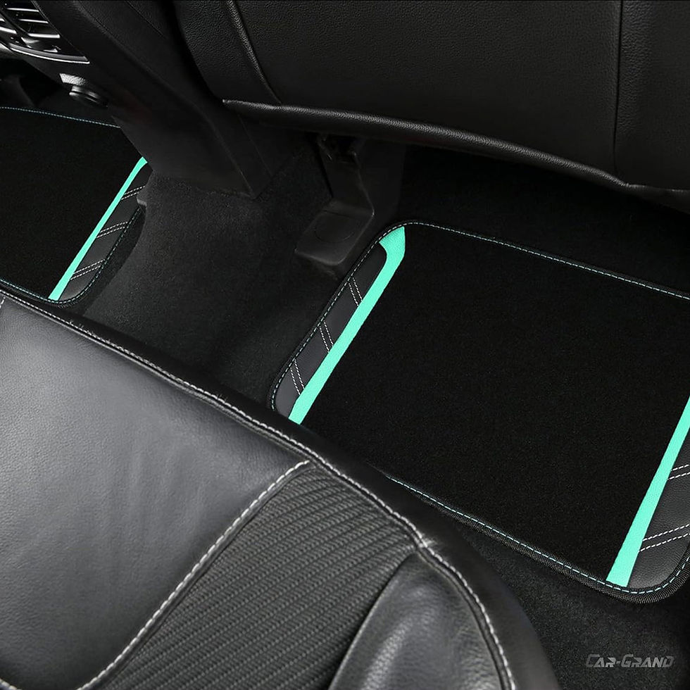 Thumbnail: CAR GRAND Leather Car Steering Wheel Cover Combo Pack Car Floor Mats Mint