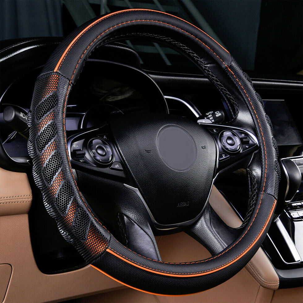 Thumbnail: Flying Banner car Steering Wheel Cover Faux Leather Massage orange