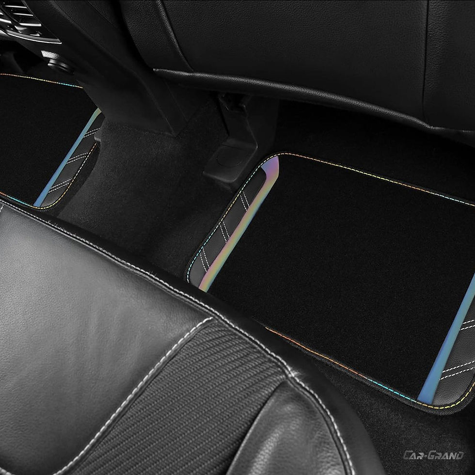 Thumbnail: CAR GRAND car Steering Wheel Cover Leather Combo Pack Car Floor Mats Reflective