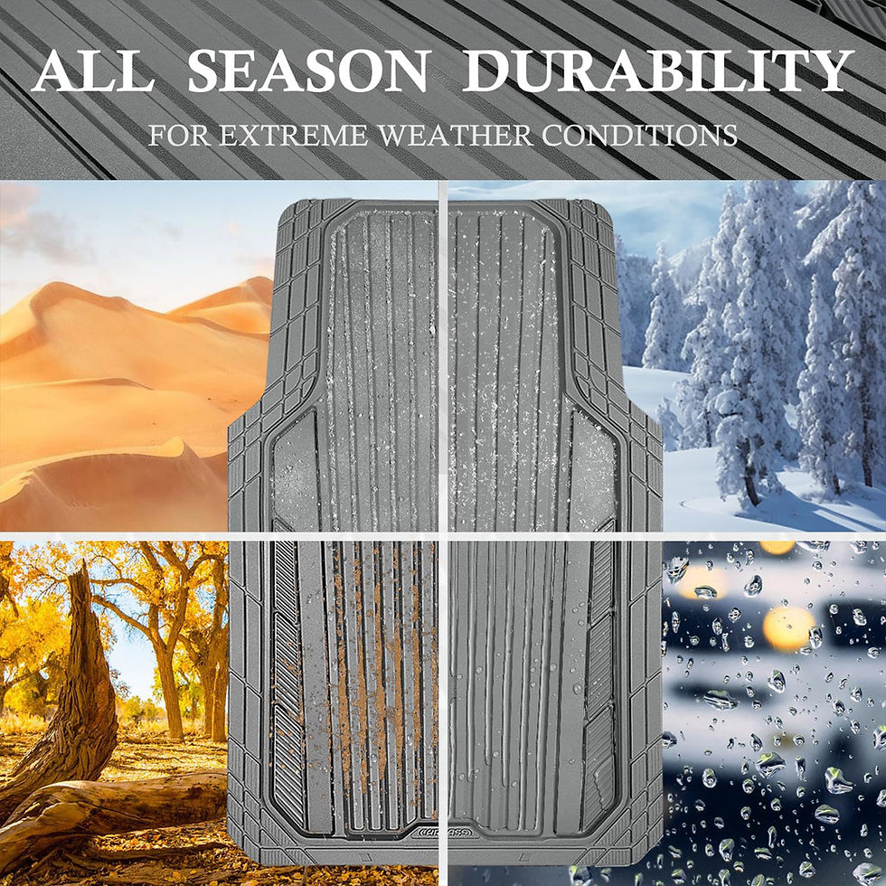 Thumbnail: CAR GRAND Heavy Duty Rubber Car Floor Mats, Deep Dish All Weather All Gray