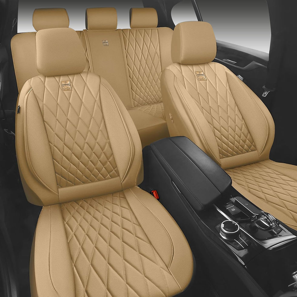 Thumbnail: CAR GRAND Luxury Faux leather Full Set Car Seat Covers armrest comptible beige