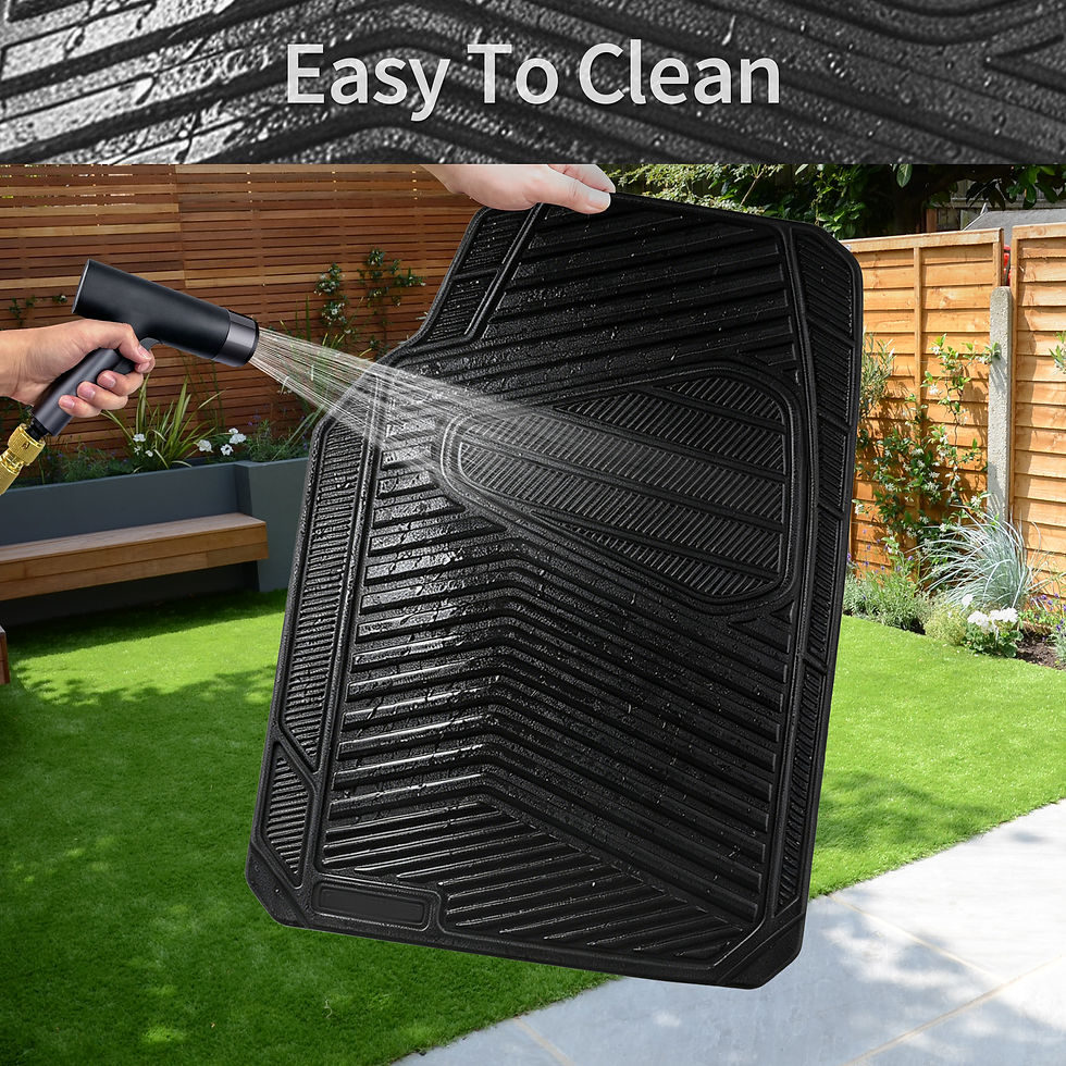 Thumbnail: CAR GRAND Rubber Car Floor Mats, All Season Waterproof Mats Full Set 3 PCS Black