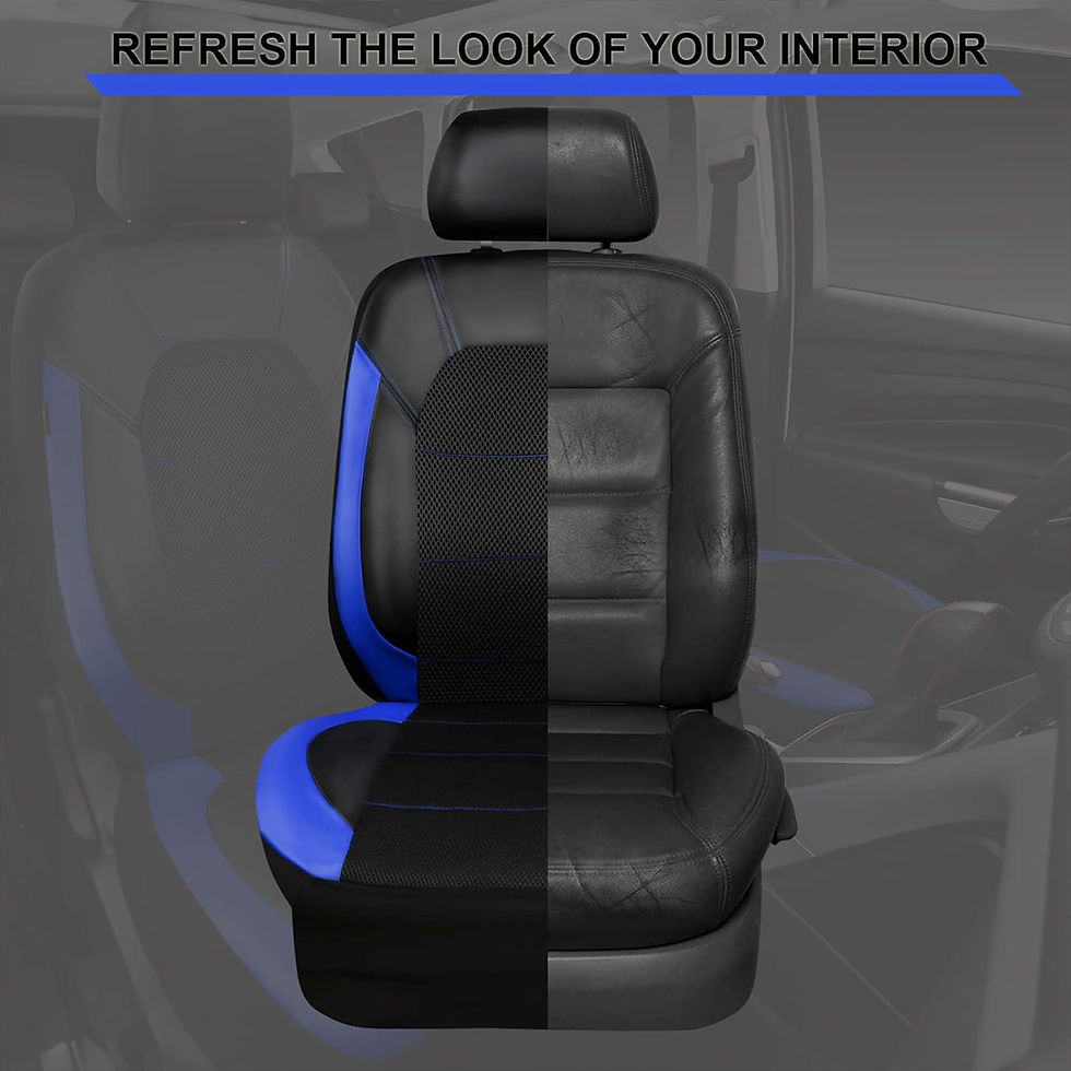 Thumbnail: CAR GRAND Leather car seat covers air mesh breathable universal fit black blue