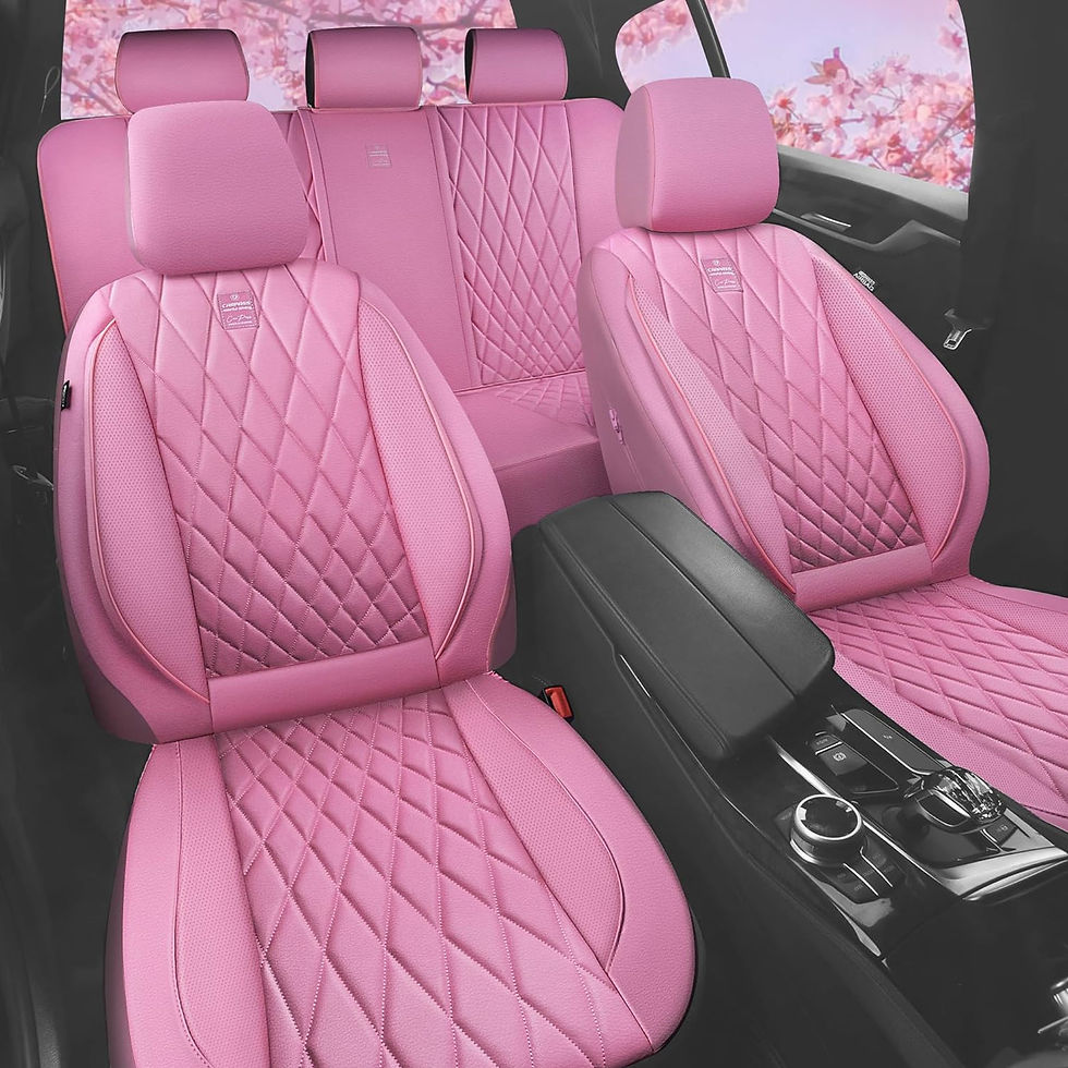 Thumbnail: CAR GRAND Luxury Faux leather Full Set Car Seat Covers armrest comptible pink