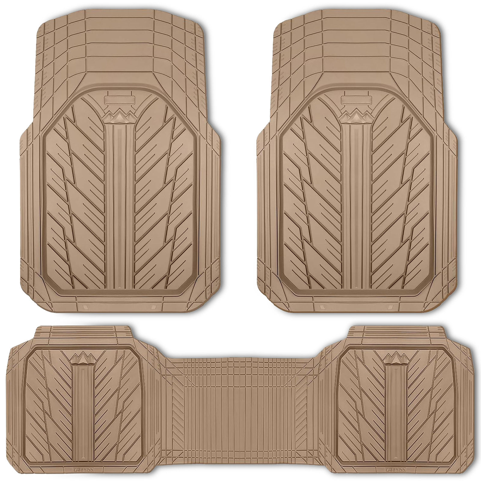CAR GRAND Heavy Rubber Car Floor Mats, Deep Dish All Weather All Beige
