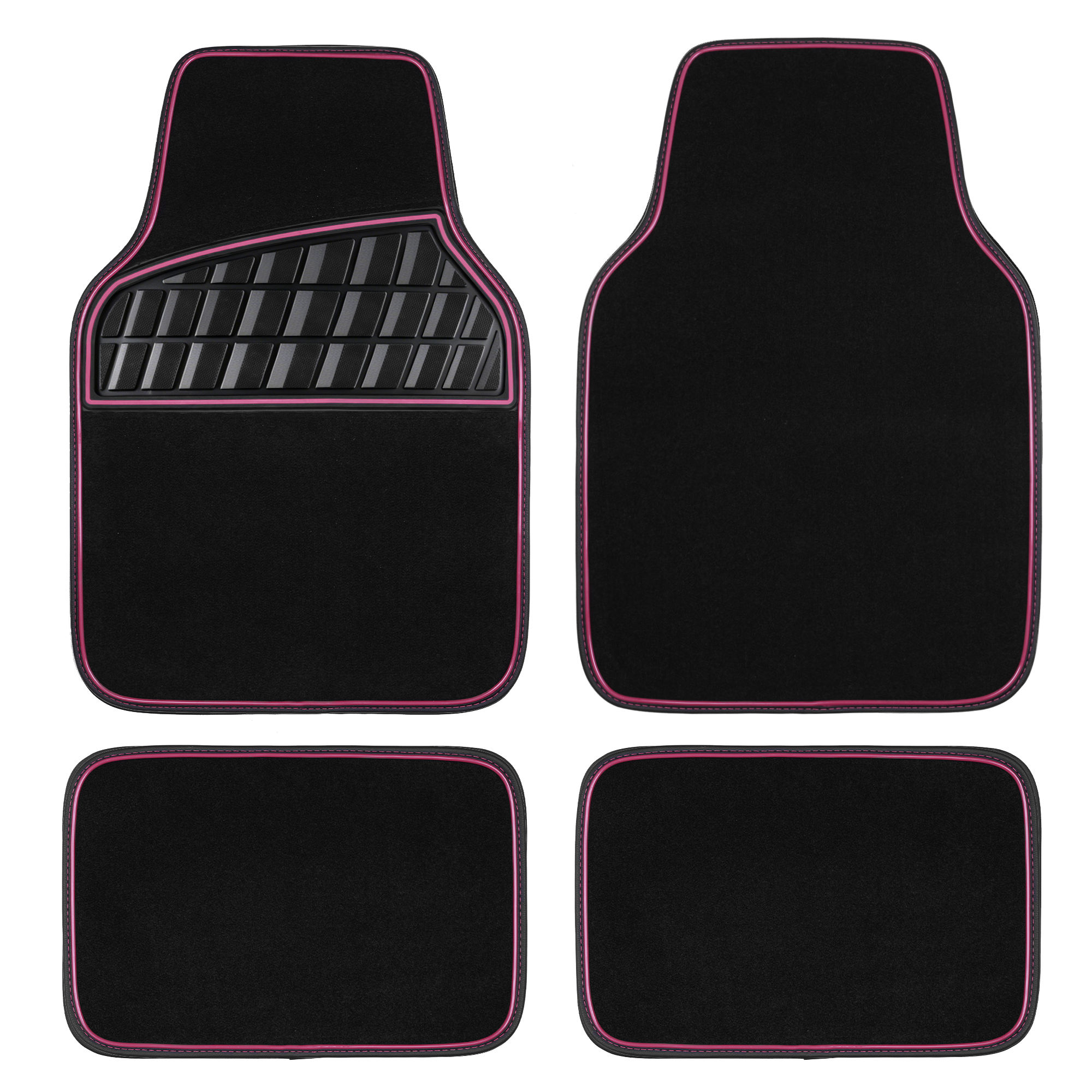 CAR GRAND Premium Carpet Car Mats Front Rear Non-slip Car Floor Mats Pink