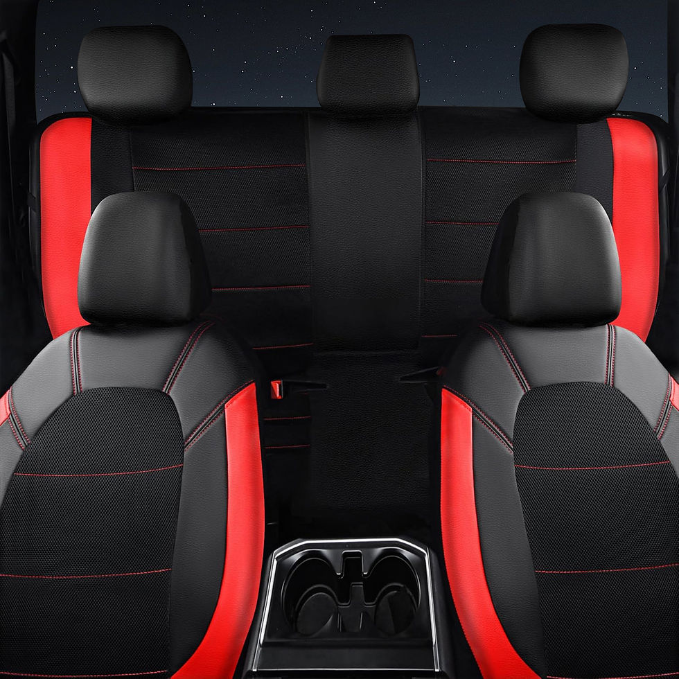 Thumbnail: CAR GRAND Leather car seat covers air mesh breathable universal fit black red