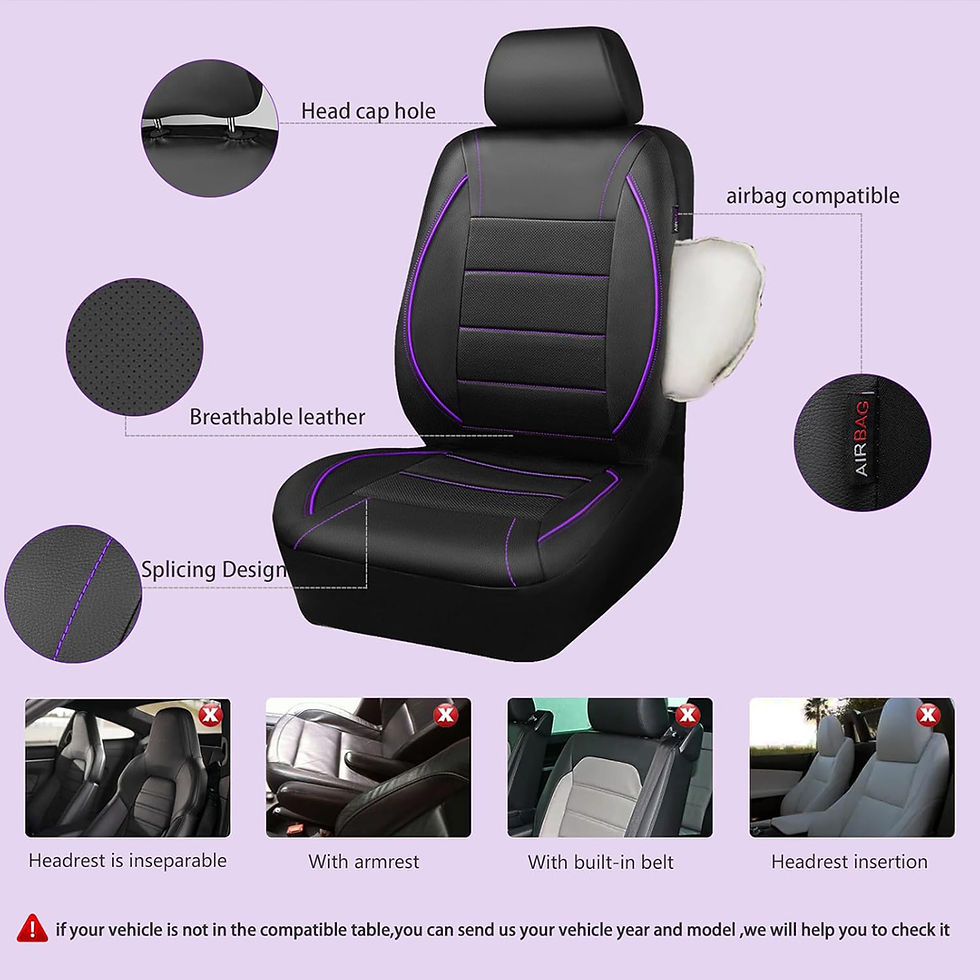 Thumbnail: CAR GRAND Leather car seat covers full set air mesh breathable universal purple