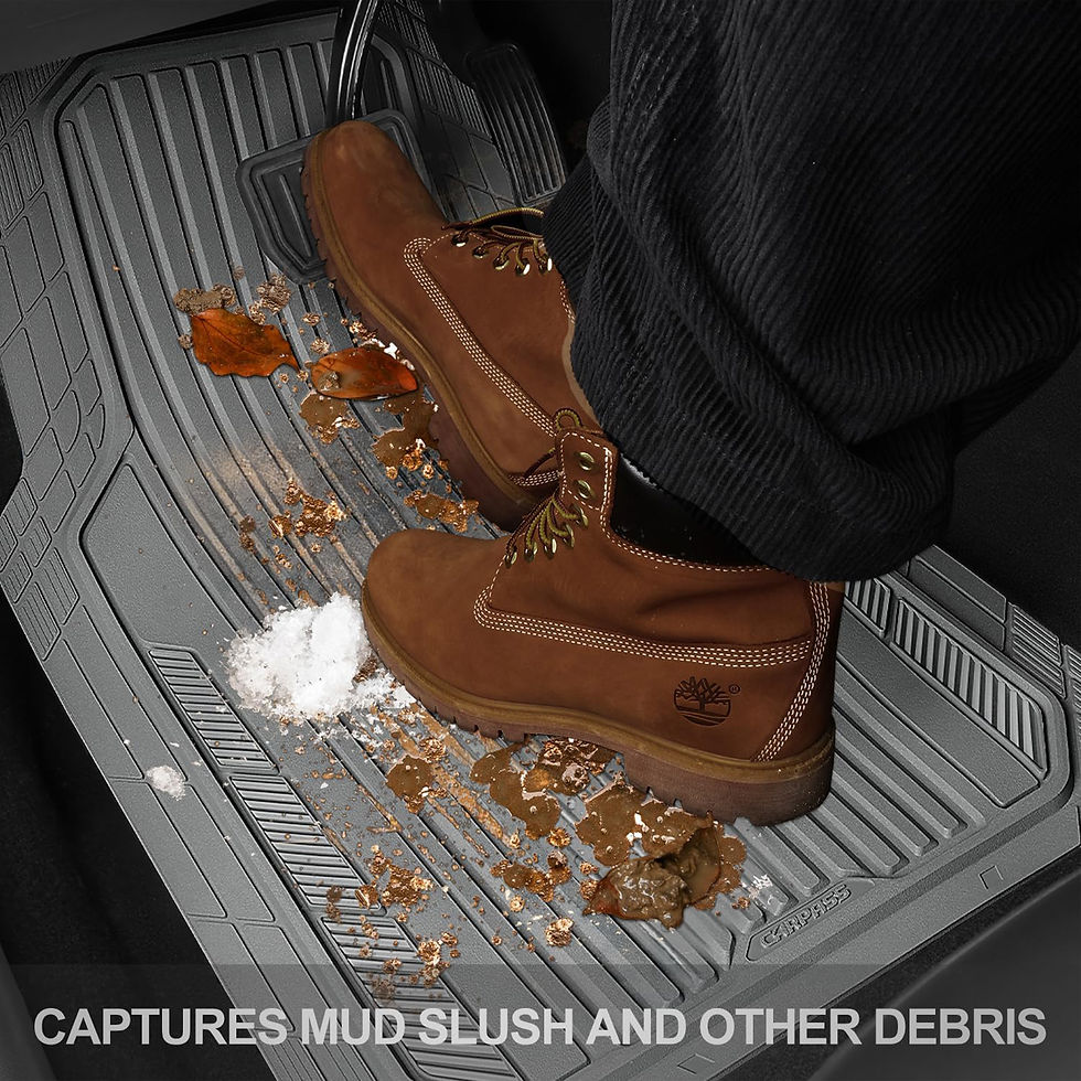 Thumbnail: CAR GRAND Heavy Duty Rubber Car Floor Mats, Deep Dish All Weather All Gray