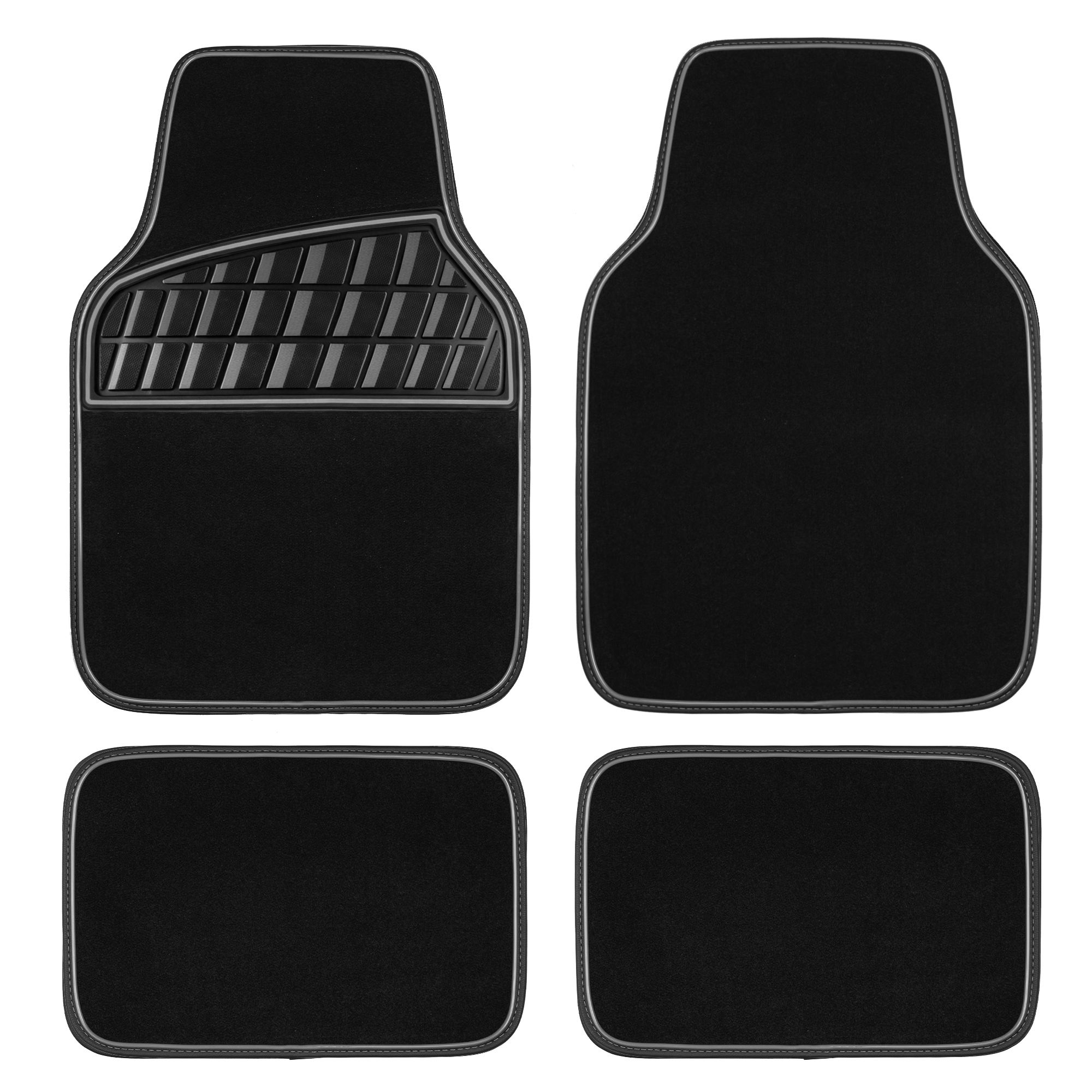 CAR GRAND Premium Carpet Car Mats Front Rear Non-slip Car Floor Mats Gray