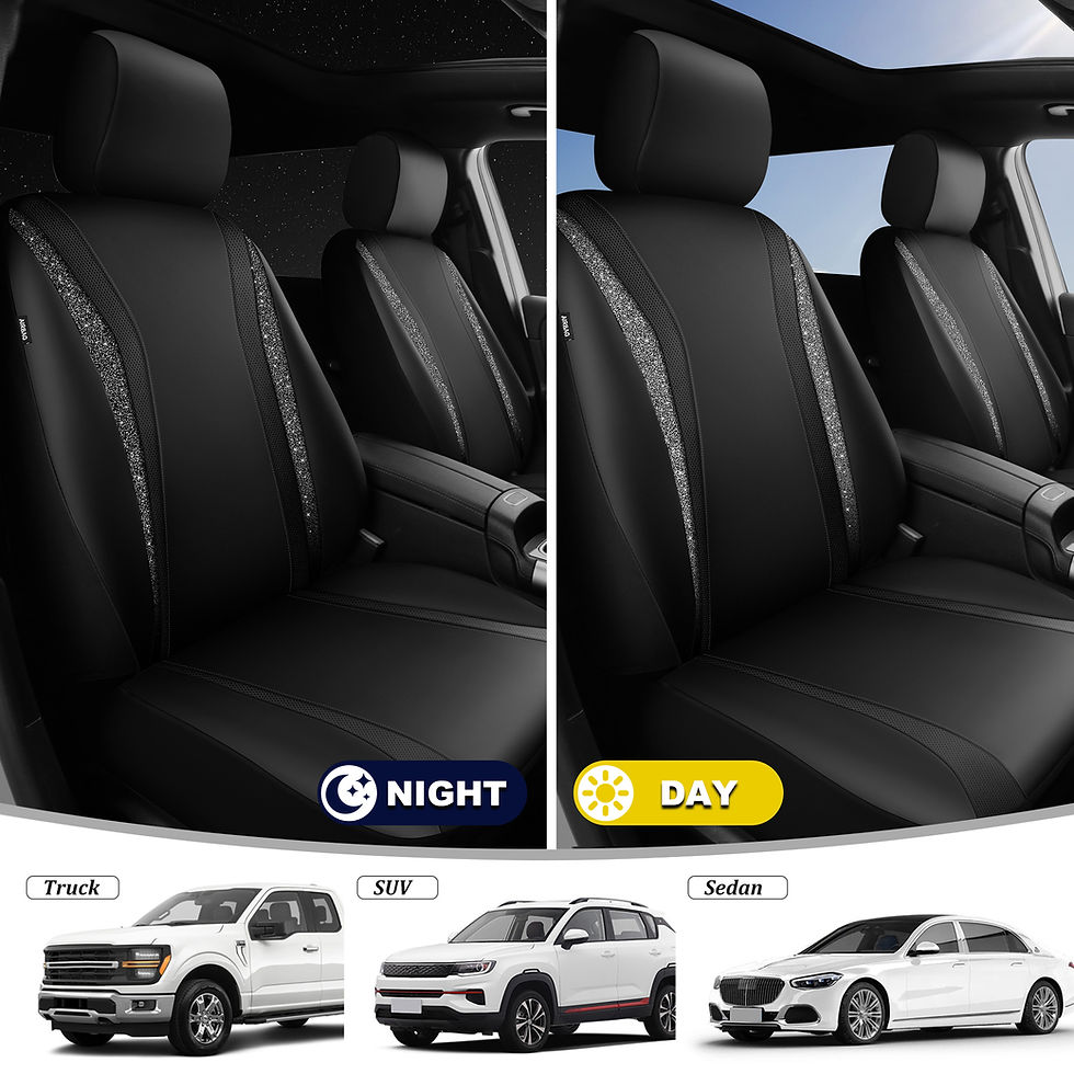 Thumbnail: CAR GRAND Shining Glitter Napa Leather Car Seat Covers Front Pair Non Slip Unive
