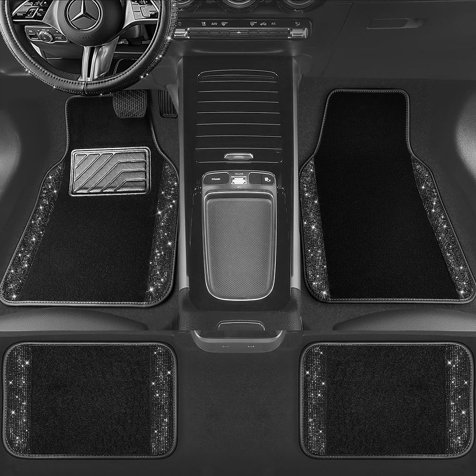 Thumbnail: Car-Grand Bling Rhinestone Diamond car floor mats shining carpet 4PCS Black