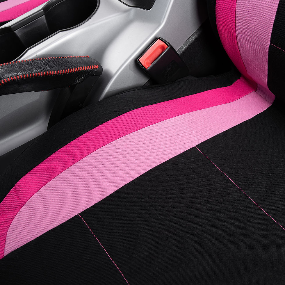 Thumbnail: Flying Banner Fabric car seat Covers full Set universal Two Tone Pink & Black