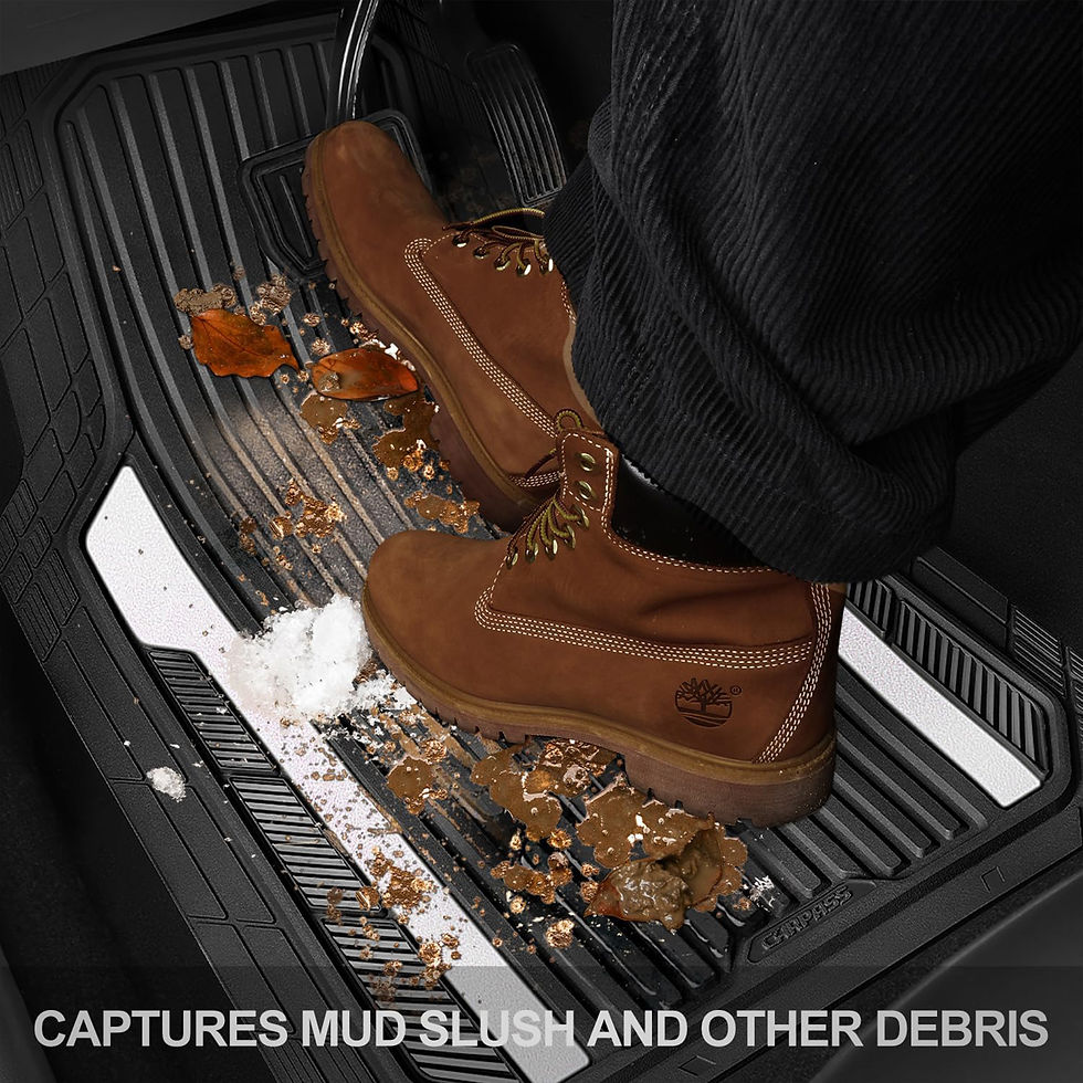 Thumbnail: CAR GRAND Heavy Duty Rubber Car Floor Mats, Deep Dish All Weather White