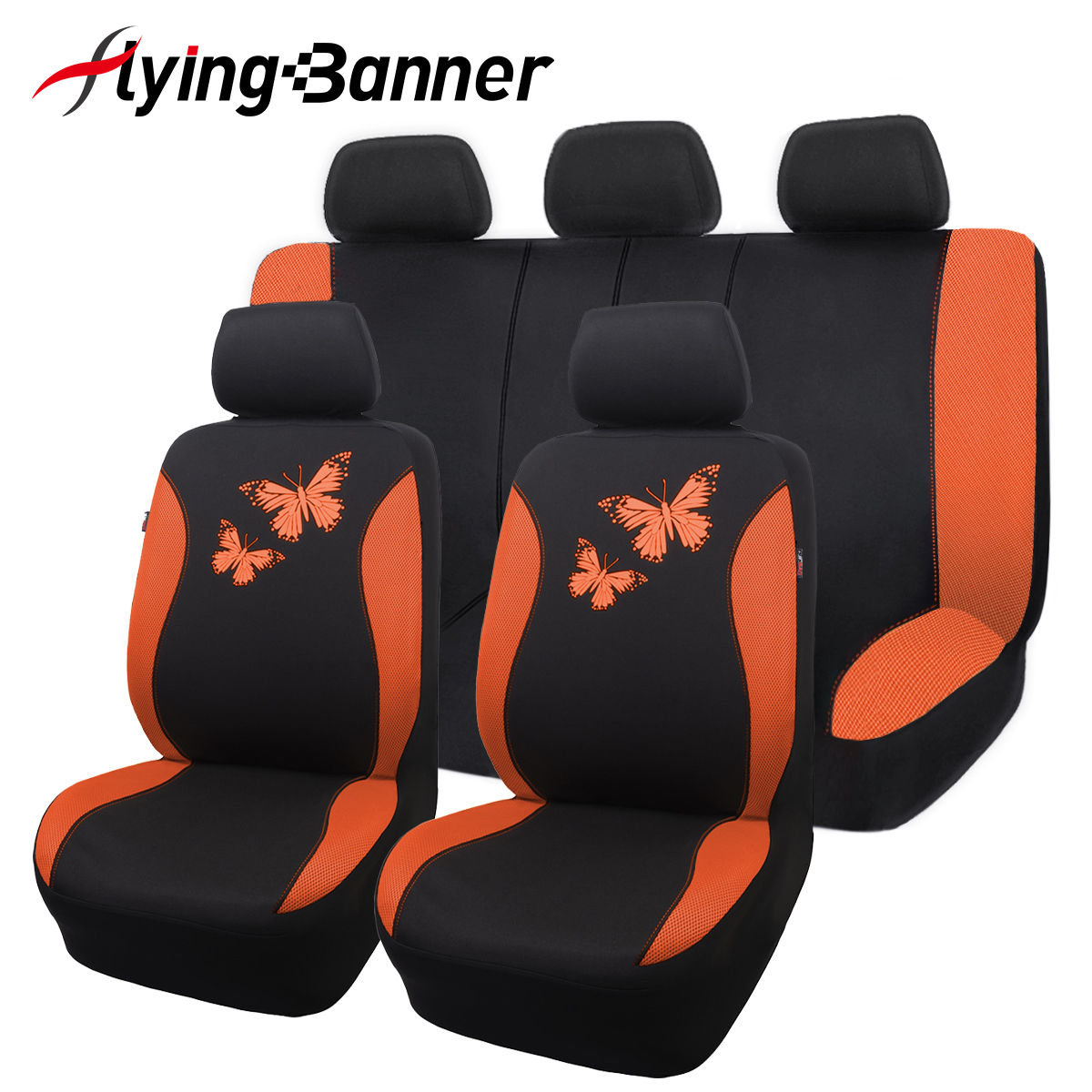 Flying Banner Butterfly car seat Covers full Set Fashion Universal orange