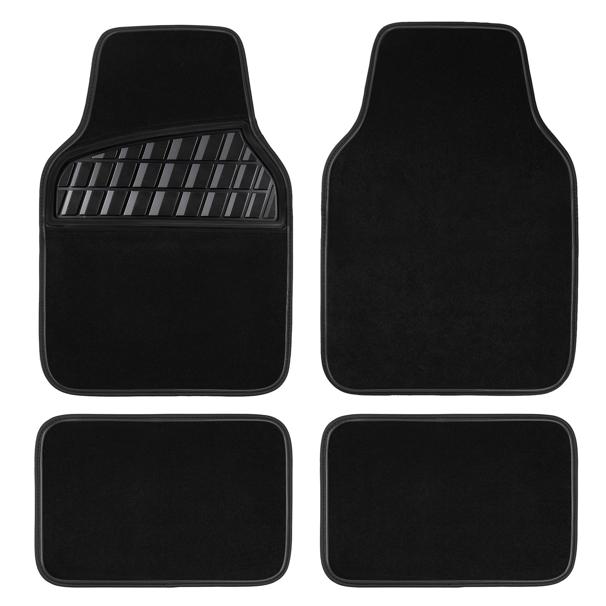 CAR GRAND Premium Carpet Car Mats Front Rear Non-slip Car Floor Mats Black