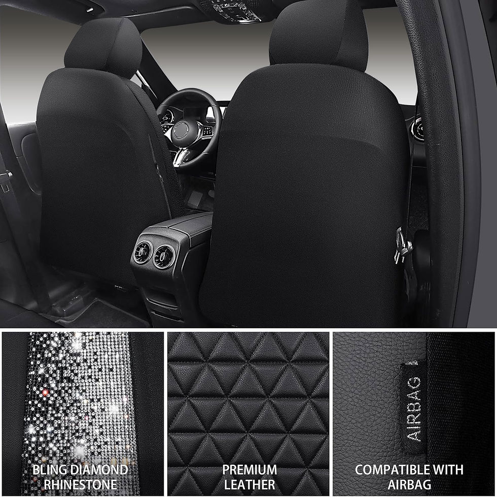 Thumbnail: CAR GRAND Bling diamond leather automotive seat covers full set black