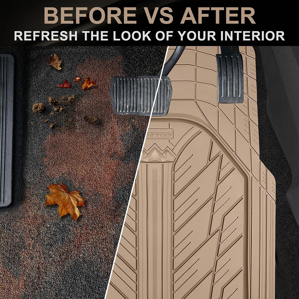 Thumbnail: CAR GRAND Heavy Rubber Car Floor Mats, Deep Dish All Weather All Beige
