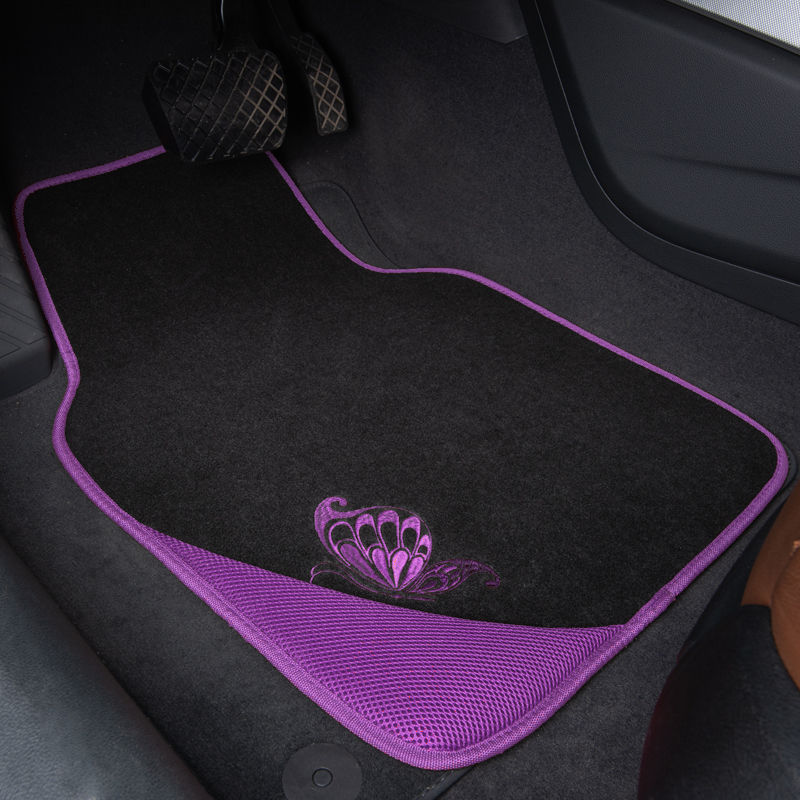 Thumbnail: Flying banner butterfly car floor mats universal fit purple