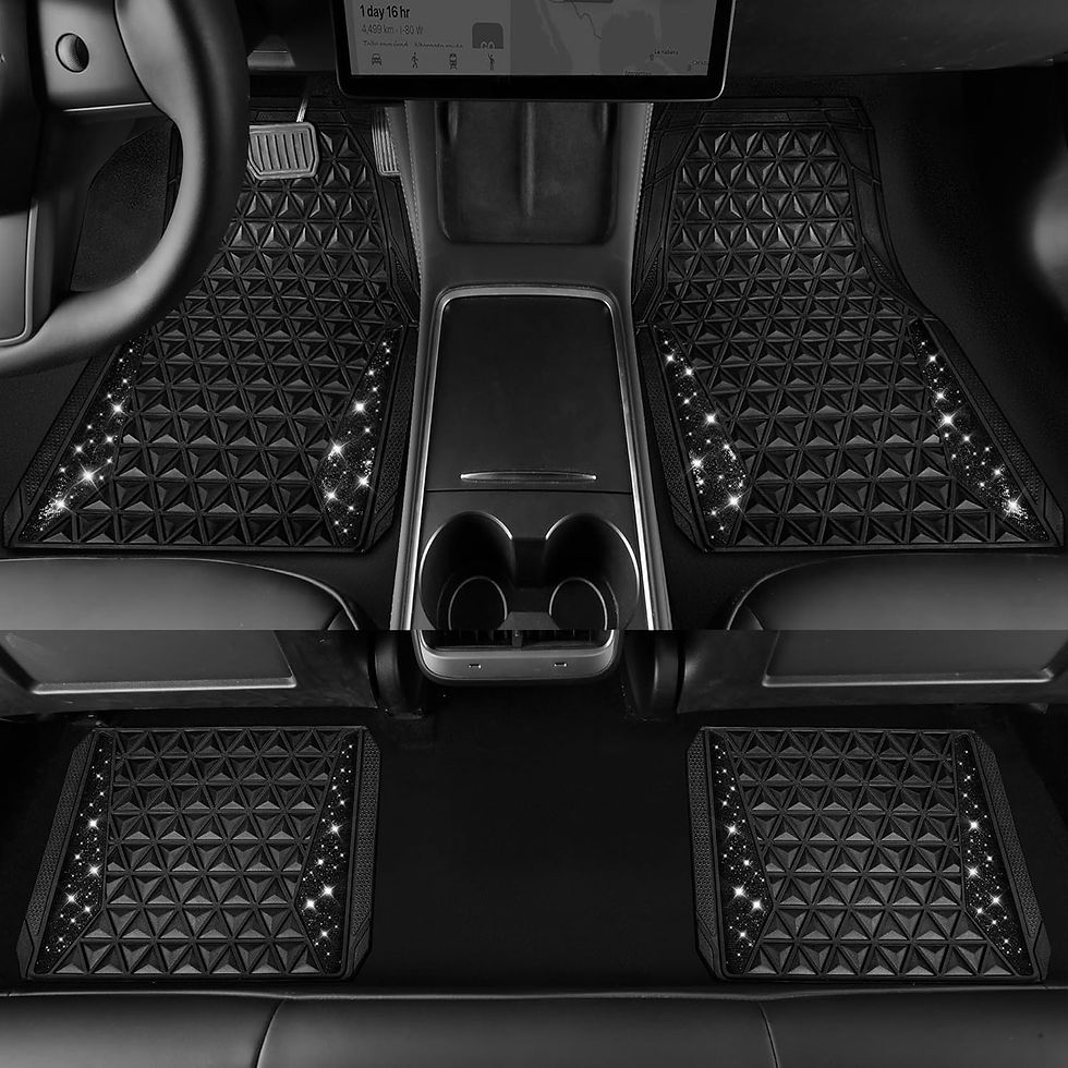 Thumbnail: CAR GRAND Bling Diamond Rubber Car Floor Mats All Weather Glitter Shining Black